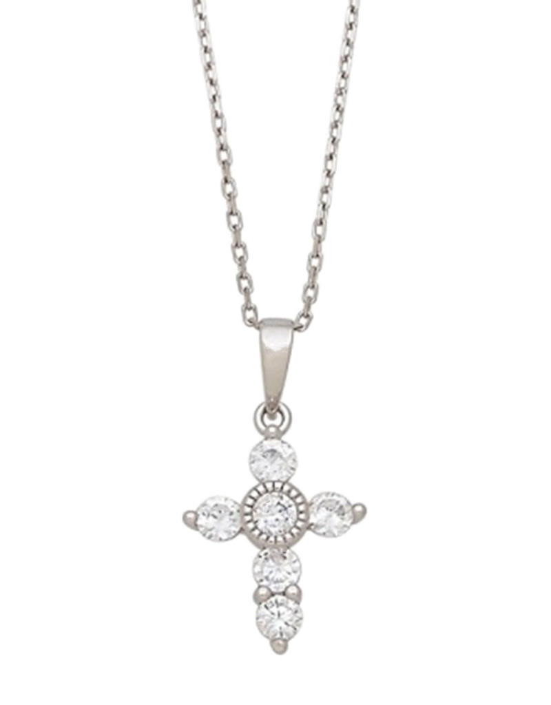 Mini Cross with CZ Necklace 18"