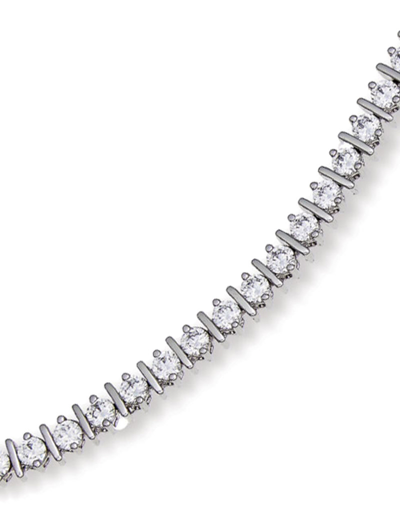 Silver Bar CZ Tennis Bracelet 7"