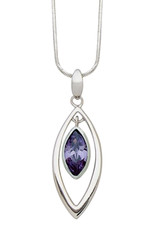 Sterling Silver Marquise Purple CZ Necklace 18"