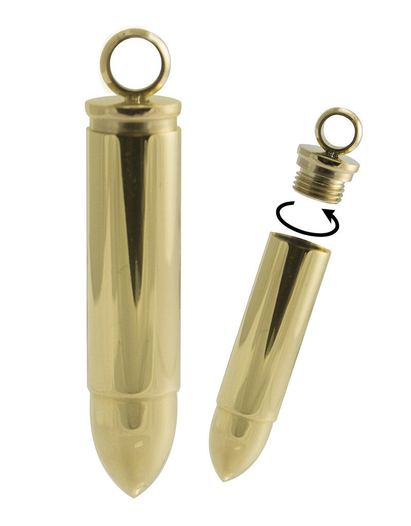 Men's Gold Stainless Steel Bullet Pendant 42mm