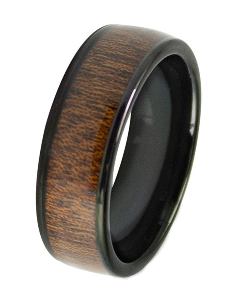 Men's Wood Inlay Tungsten Band Ring