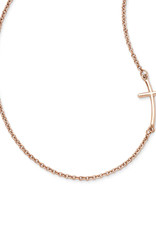 Sterling Silver Sideways Curved Cross Necklace with 14k Rose Gold Vermeil Finish