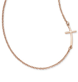 Sideways Curved Cross Necklace