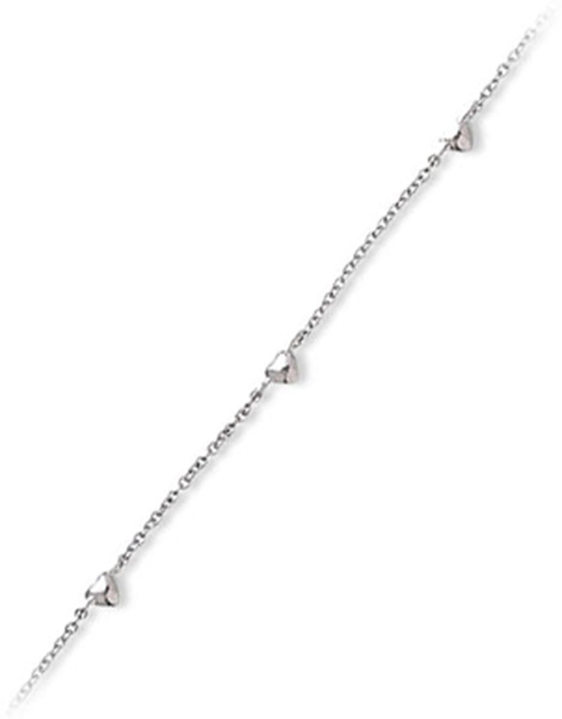 Sterling Silver Heart Anklet 9"+1" Extender