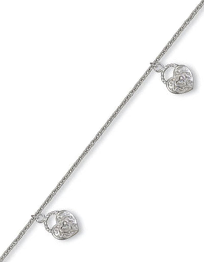 Heart CZ Anklet 9"+1"
