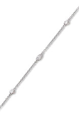 Sterling Silver Marquise and Round Cubic Zirconia Anklet 9"+1" Extender