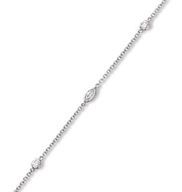 Marquise & Round CZ Anklet 9"+1"