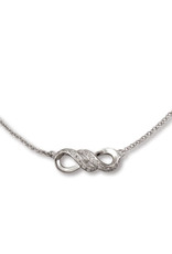 Sterling Silver Infinity Cubic Zirconia Necklace 16"+2" Extender