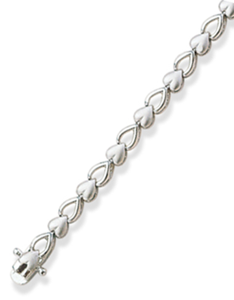 Heart Wishbone Link Bracelet 7"
