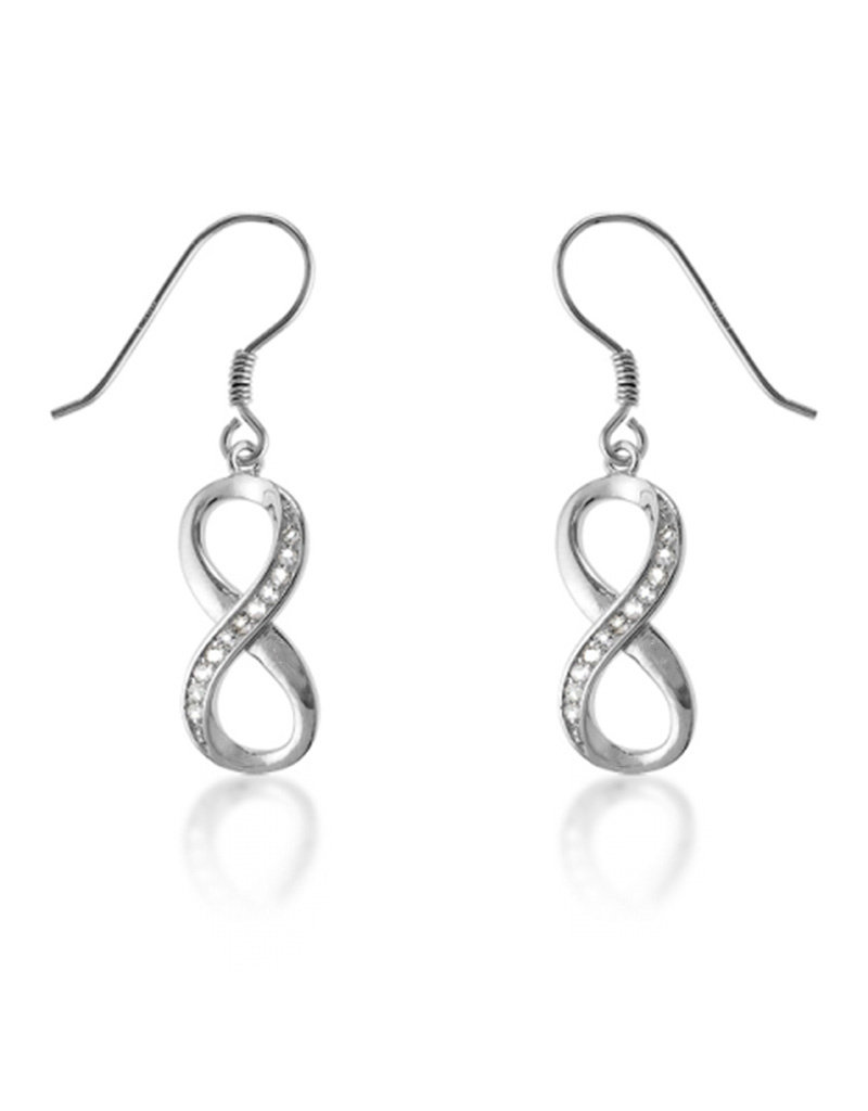Sterling Silver White Topaz Infinity Earrings