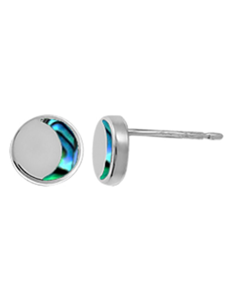 Sterling Silver Crescent Abalone Stud Earrings 6mm