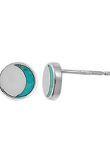 Sterling Silver Crescent Turquoise Stud Earrings 6mm