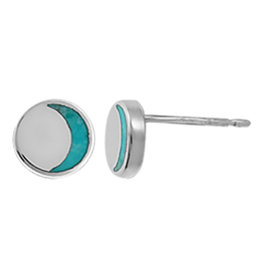 Crescent Turquoise Stud Earrings 6mm