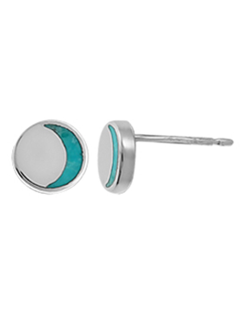 Sterling Silver Crescent Turquoise Stud Earrings 6mm