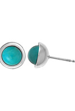 Sterling Silver Round Turquoise Stud Earrings 8.5mm