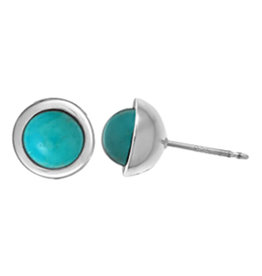Round Turquoise Stud Earrings 8.5mm