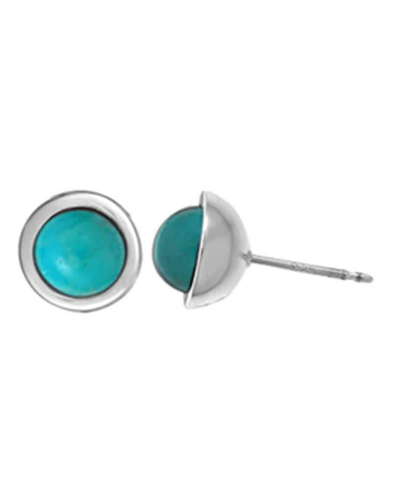 Sterling Silver Round Turquoise Stud Earrings 8.5mm