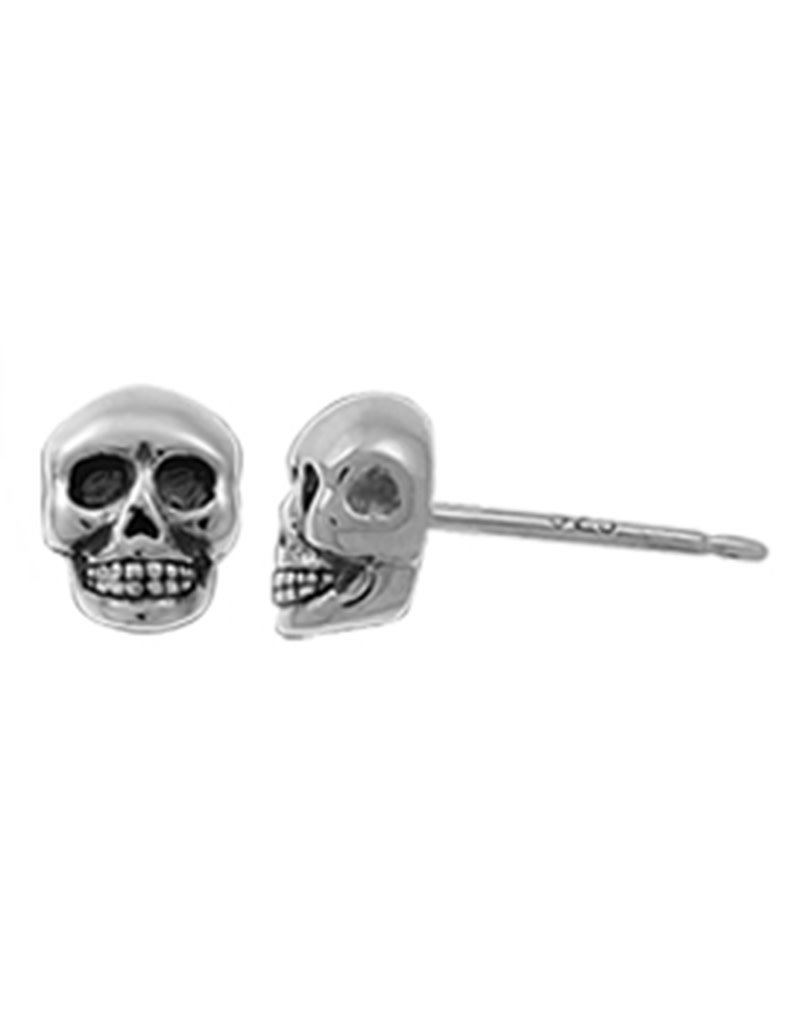 Sterling Silver Skull Stud Earrings 6.5mm