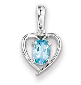 Heart Blue Topaz Diamond Necklace
