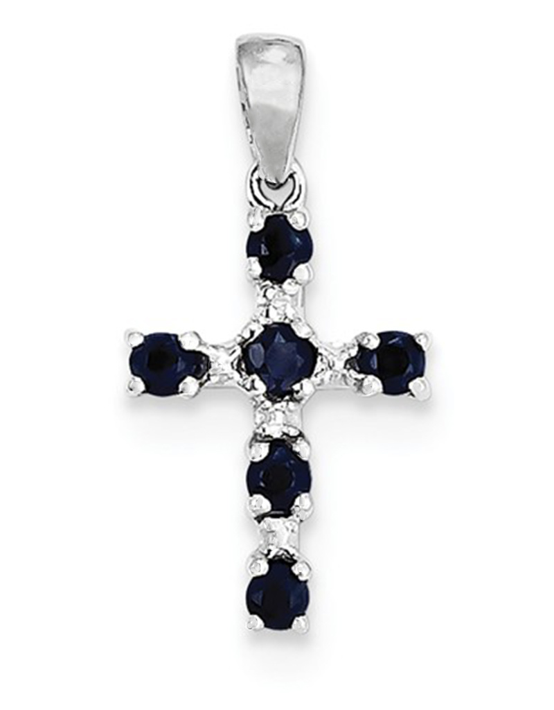 Sapphire Cross Pendant 17mm