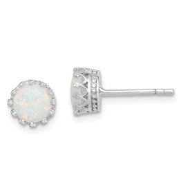 Round Opal Stud Earrings 6.5mm