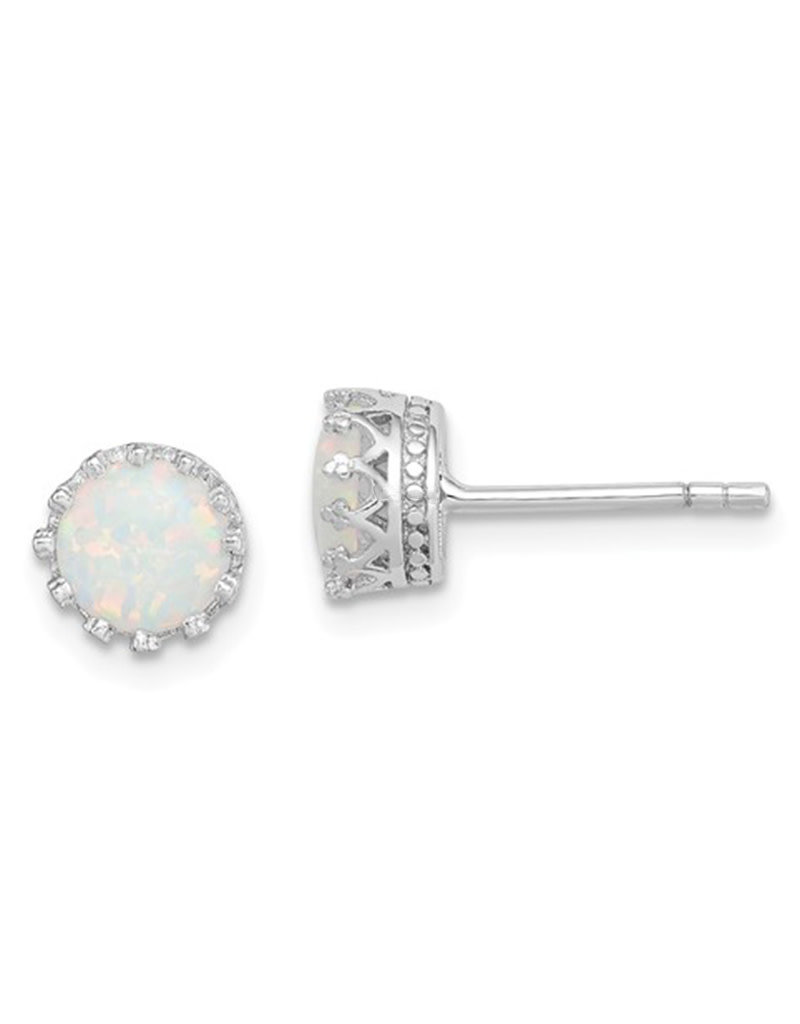 Sterling Silver Round Opal Stud Earrings 6.5mm