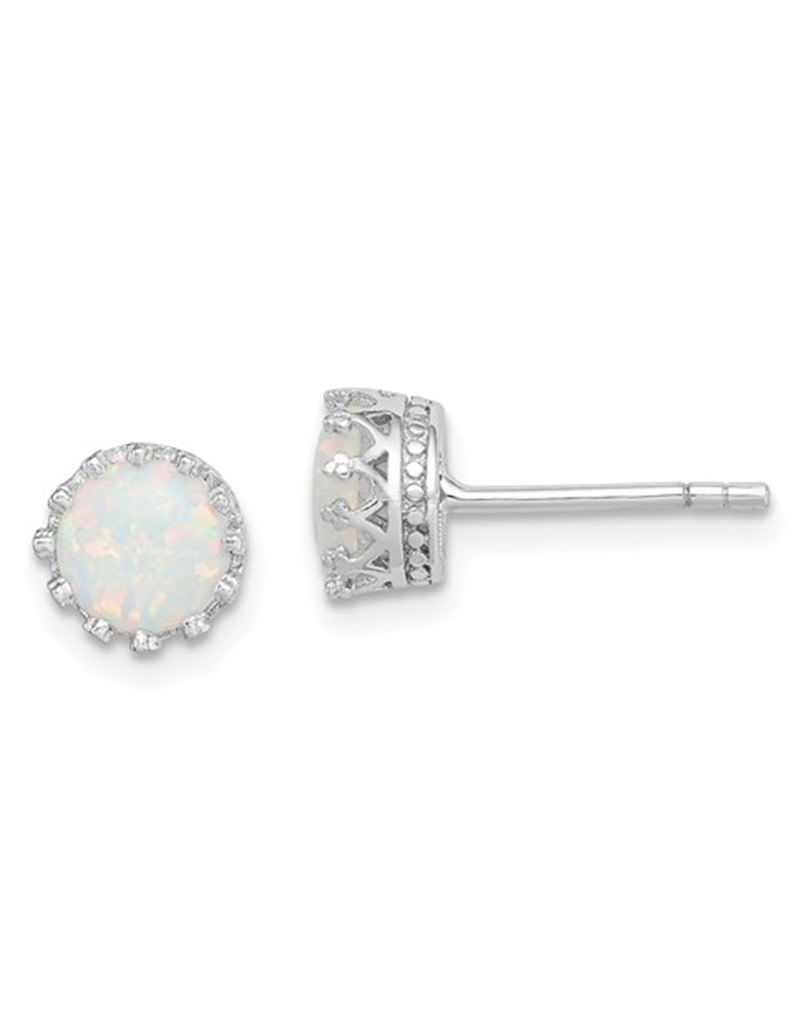 Round Opal Stud Earrings 6.5mm