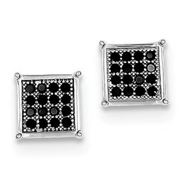 Square Pave Black CZ Stud Earrings 8mm