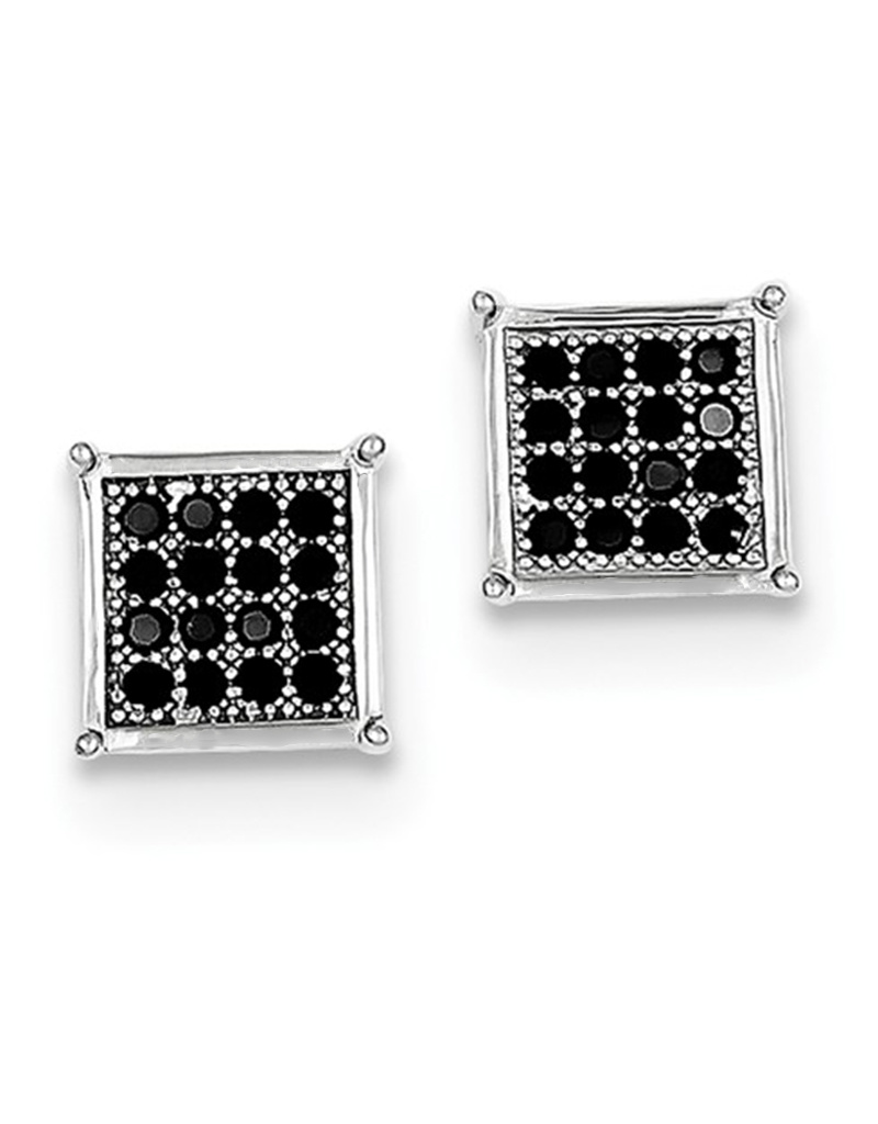 Square Pave Black CZ Stud Earrings 8mm