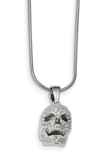 Sterling Silver CZ Skull Necklace 18"+2" Extender