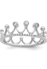 Sterling Silver CZ Crown Ring