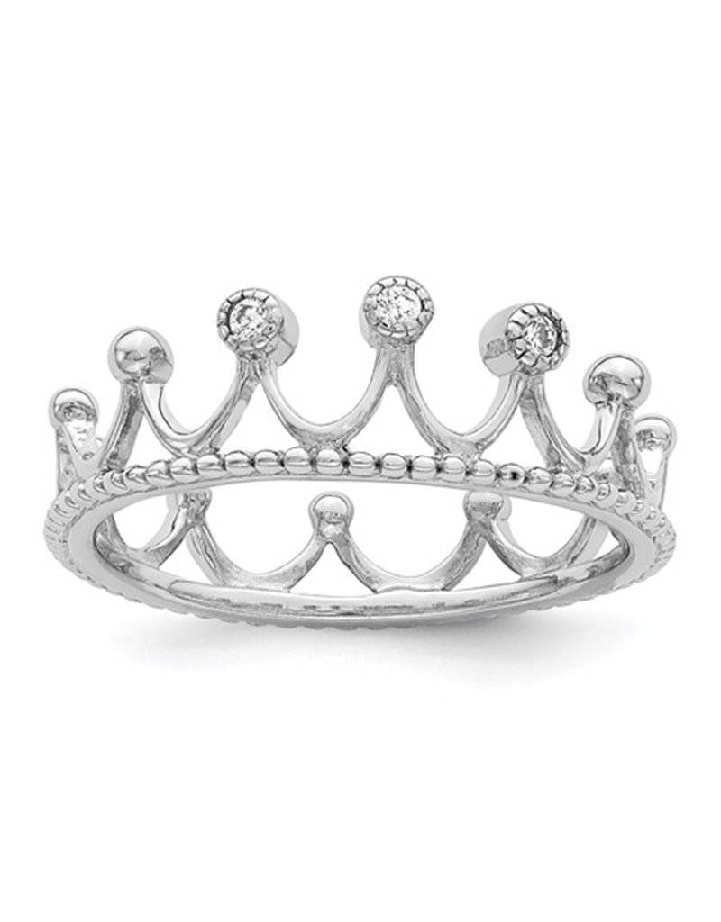 Sterling Silver CZ Crown Ring