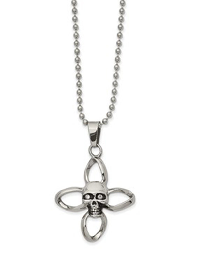 CZ Stainless Steel Cross Necklace 22"