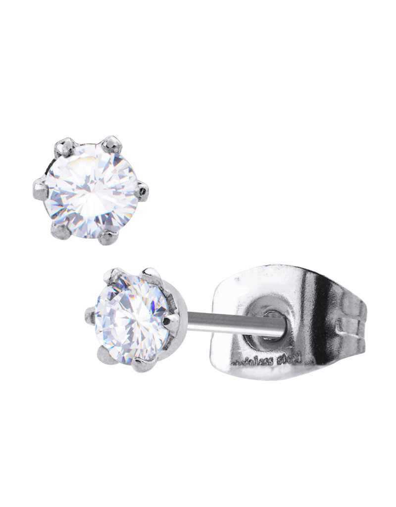 Round CZ Steel Stud 3-8mm