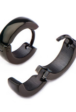 4mm Wide Stainless Steel Huggie Earrings with Black Ion Plating 13mm
