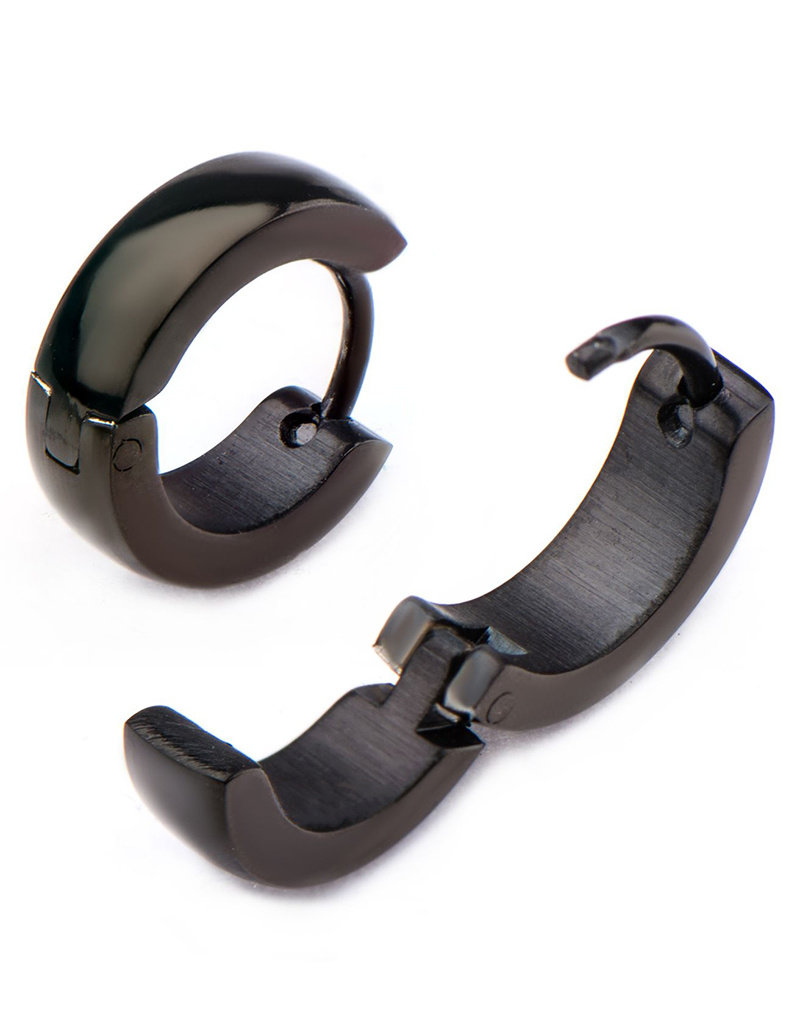 4mm Wide Stainless Steel Huggie Earrings with Black Ion Plating 13mm