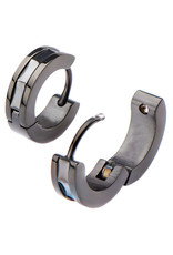 Stainless Steel Black Huggie Earrings 13mm