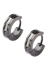 Stainless Steel Black Huggie Earrings 13mm