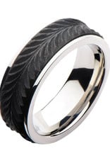 Men's Stainless Steel Carbon Leaf Band Ring