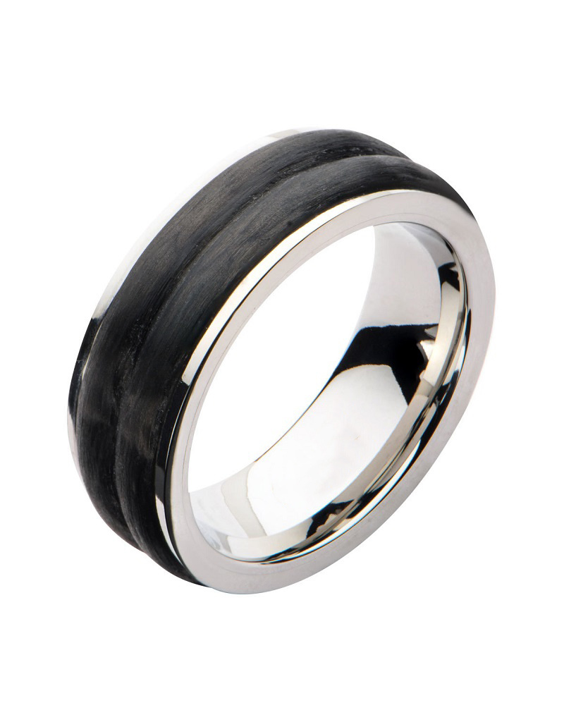 Steel Carbon Inlay Band