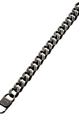 Men's Antique Finish 13mm Stainless Steel Curb Bracelet 8"