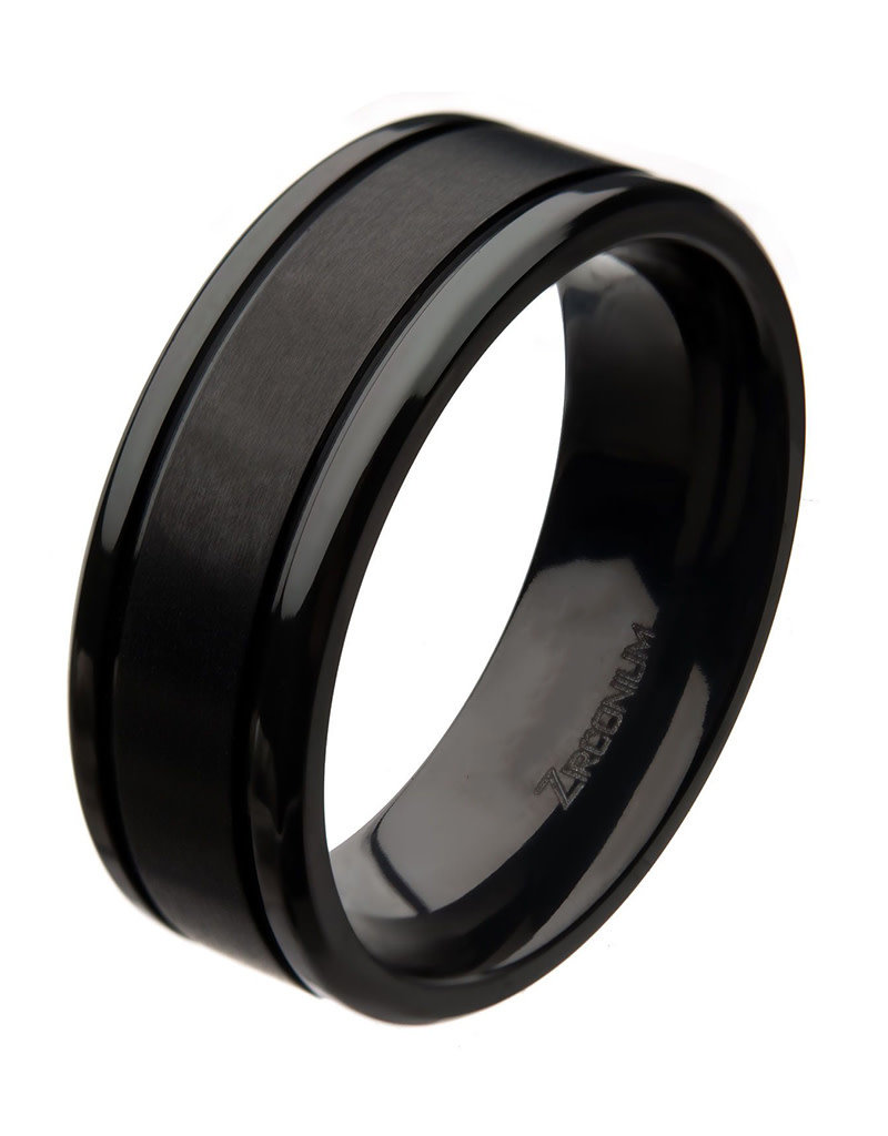 Men's Brushed Black Zirconium Band Ring