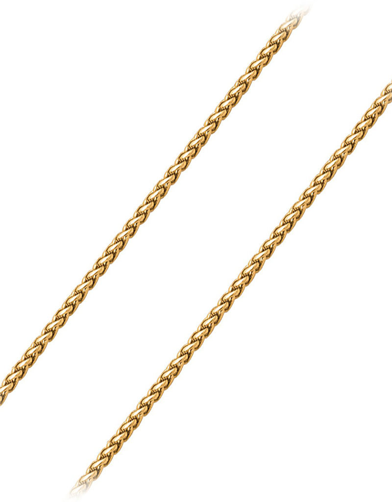 Men's 3.4mm Gold Plated Stainless Steel Wheat Link Chain Necklace