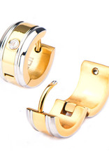 Gold Stainless Steel CZ Huggie Earrings 13mm