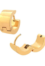 Stainless Steel 7mm Wide Flat Gold Steel Huggie Earrings 13mm