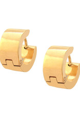 Stainless Steel 7mm Wide Flat Gold Steel Huggie Earrings 13mm