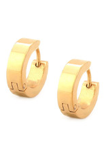 Stainless Steel 4mm Wide Flat Gold Huggie Earrings 13mm