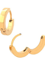 Stainless Steel 2.5mm Wide Flat Gold Huggie Earrings 13mm