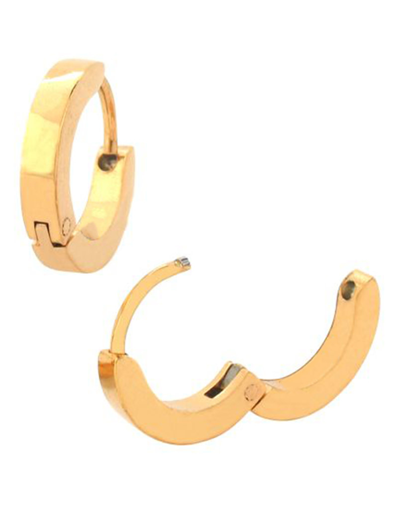 2.5mm Flat Gold Huggie Earrings