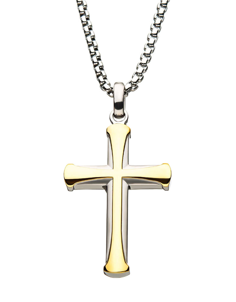 Macy's Diamond Two-Tone Cross Pendant Necklace (1/10 ct. t.w.) in Sterling  Silver with 18k Rose Gold-Plated Sterling Silver Accent - Macy's